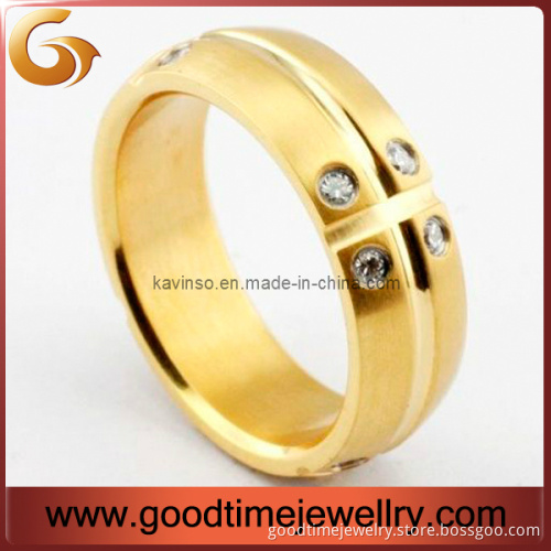 Fashion Stainless Steel Gold Rings (GSR-1199)